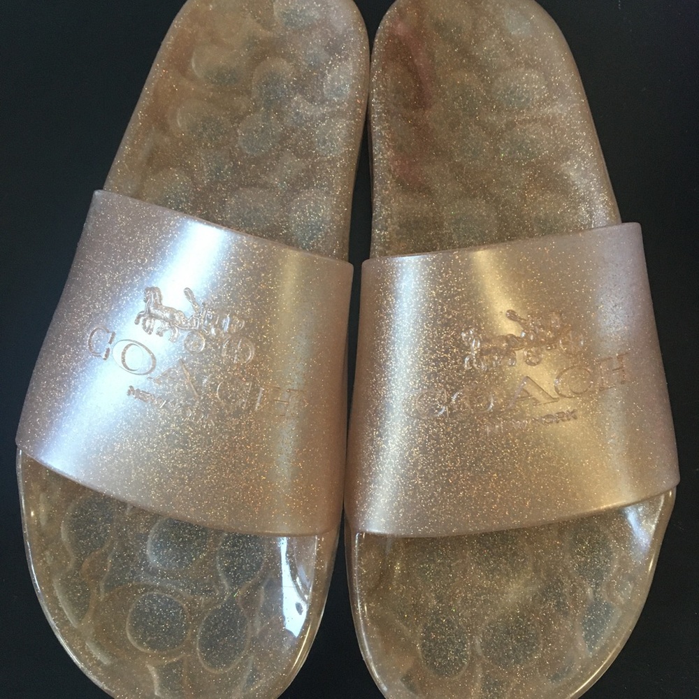 ☀️NWOT☀️ Coach Ulyssa Jelly Slides - Dark Gold Size 8